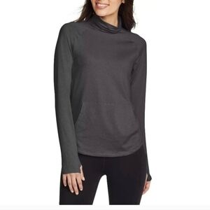 Women's Lightweight Eddie Bauer Active Funnel Neck Long Sleeve Dark Grey XS